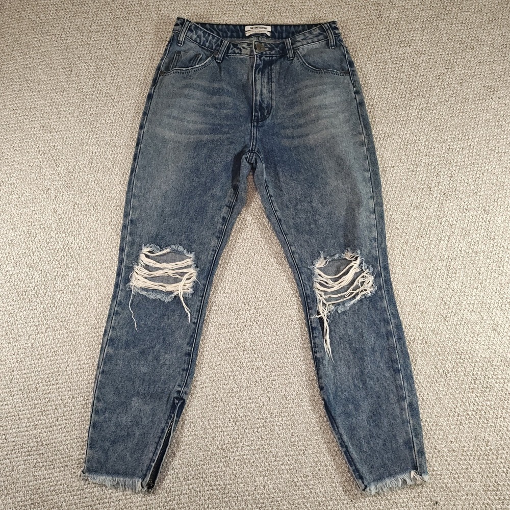 One Teaspoon Womens 28 High Waist Freebird Short Rise Skinny Jeans Ankle Zip